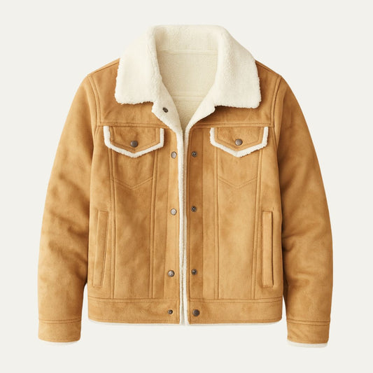 Warm Fleece Lined Suede Leather Mens Jacket - OutfitLondon