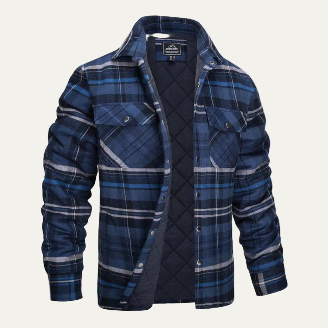 Warm Plaid Insulated Shirt Jacket for Men