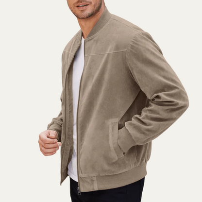 Men's Faux Leather Bomber Coat