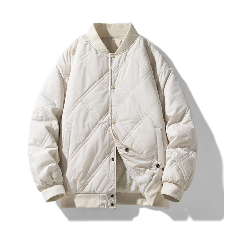 Warm Faux Fur Lined Quilted Bomber Coat