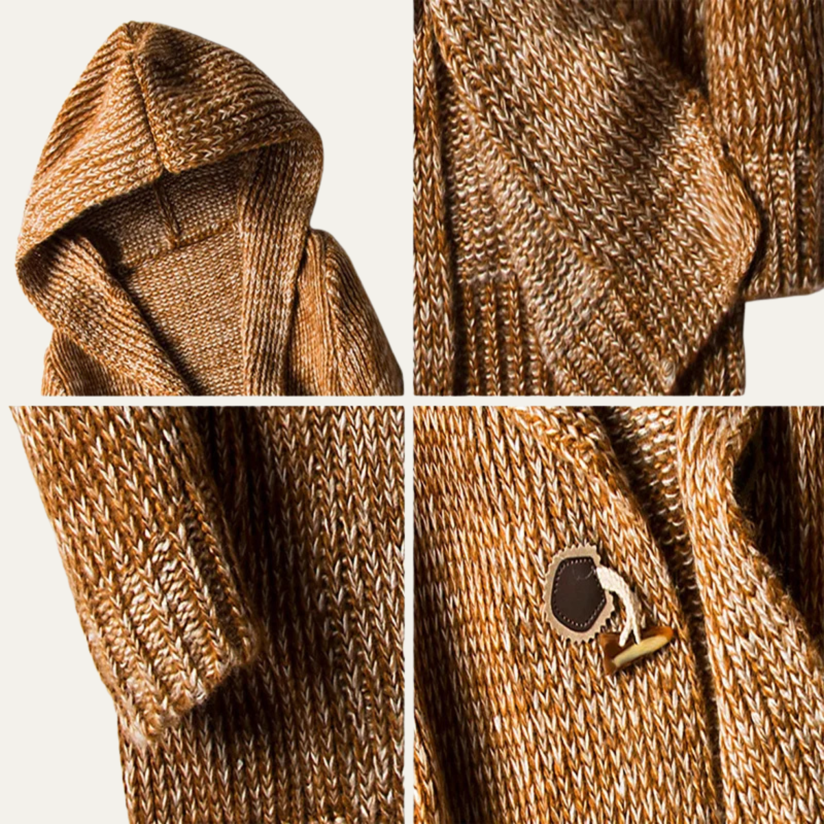Cozy Mens Thick Knit Hooded Cardigan Sweater