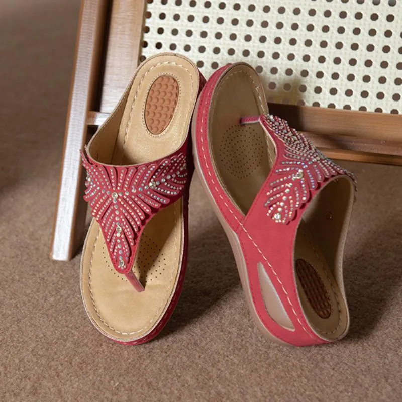 Women Casual Orthopedic Sandals, Crystal Rome Fashion Clip Toe Slippers