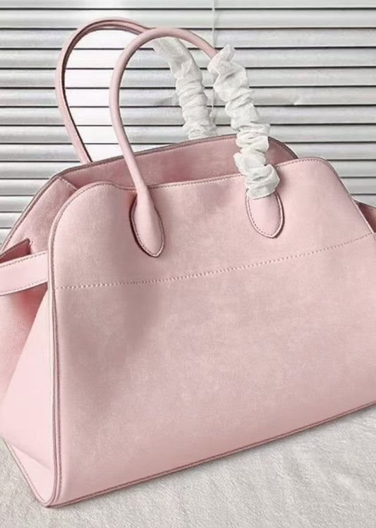 Women's Suede Tote Bag Large Pink Inner Pockets - OutfitLondon