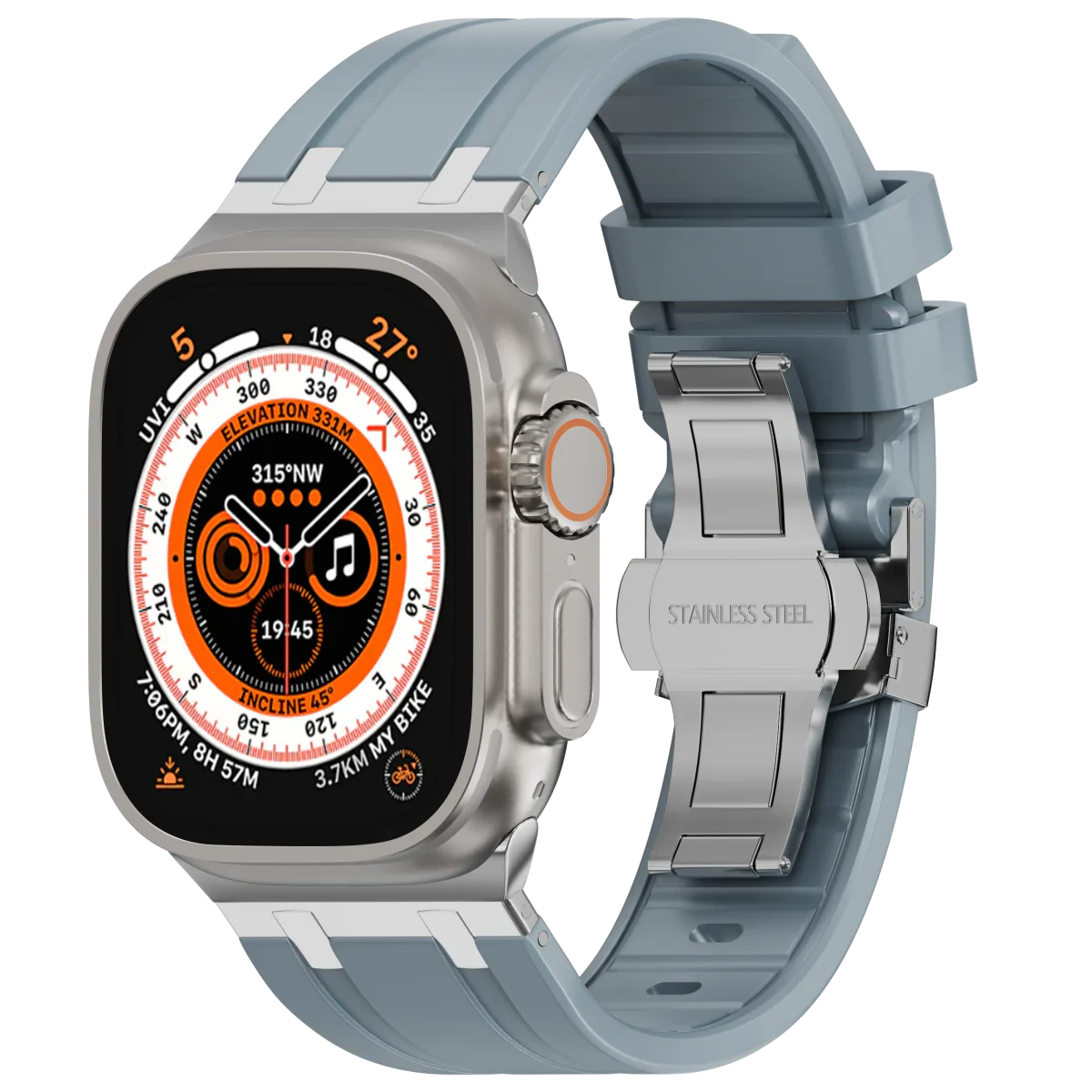 Flexible Rubber Apple Watch Strap With Silver Buckle