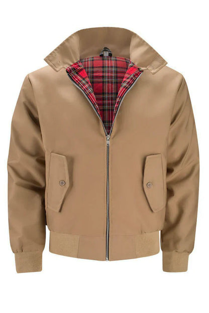Classic Plaid Bomber Jacket For Men