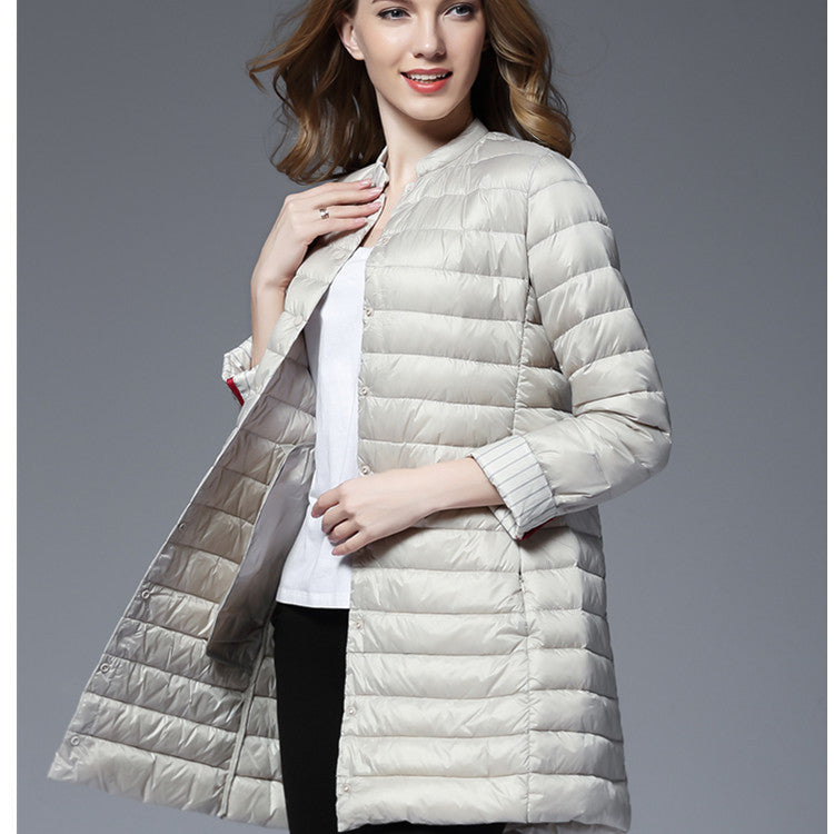 Women's Slim Fit Down Jacket with Medium Length
