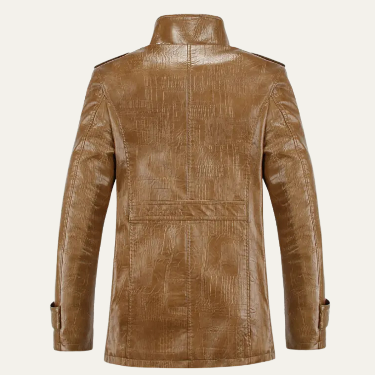 Warm Mens Classic Leather Fleece Lined Coat