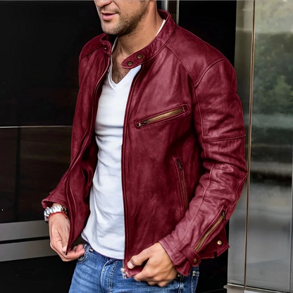 Vintage Style Men's Leather Biker Jacket