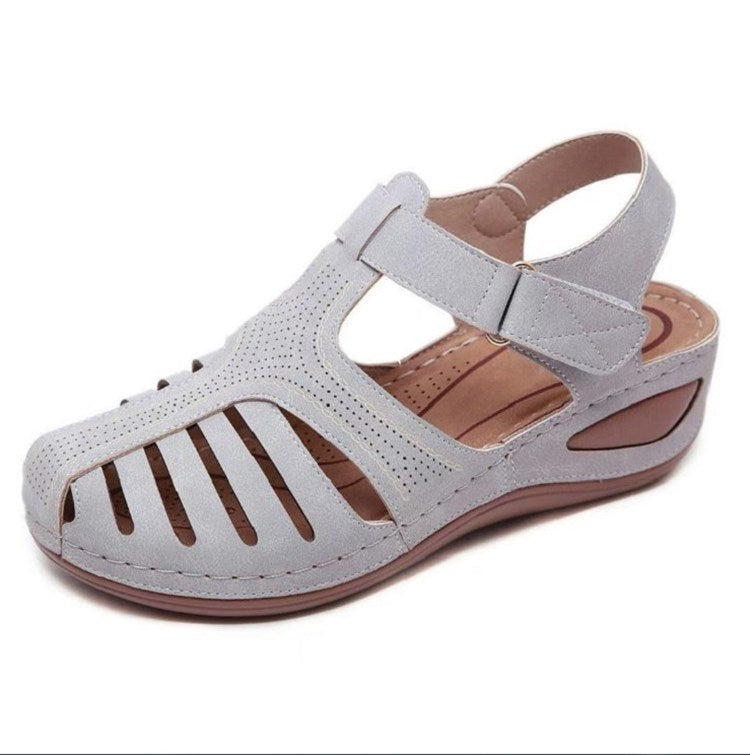 Womens Summer Hollow Closed Toe Wedge Casual Sandals