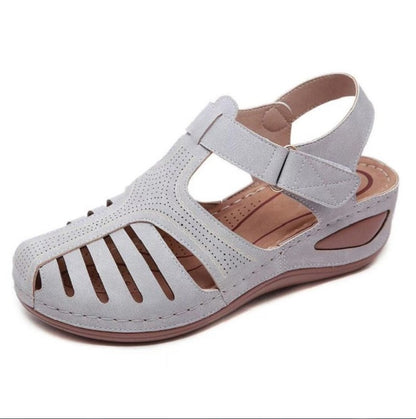 Womens Summer Hollow Closed Toe Wedge Casual Sandals