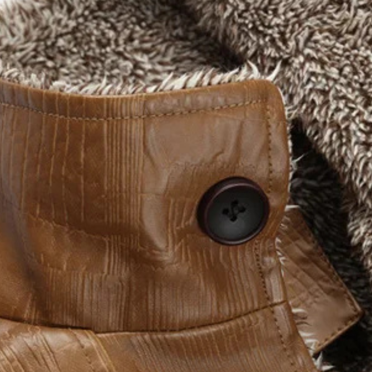 Warm Mens Classic Leather Fleece Lined Coat