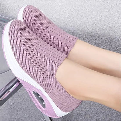 Women Wedge Shoes Breathable Casual Mesh Air-Cushion Walking Sneakers