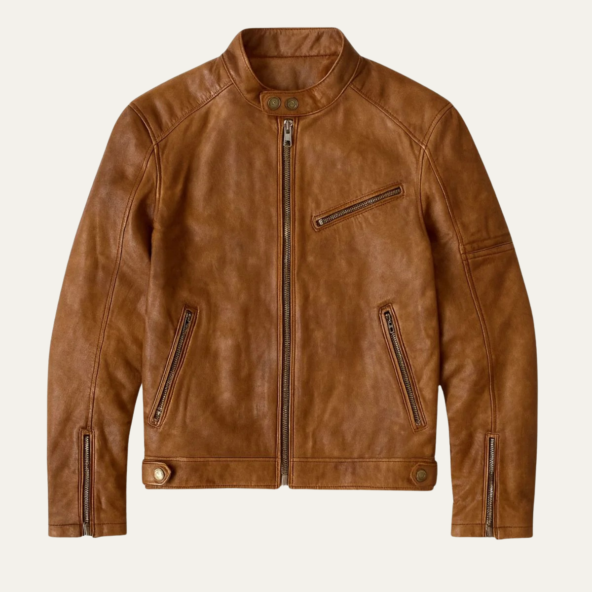 Vintage Style Men's Leather Biker Jacket