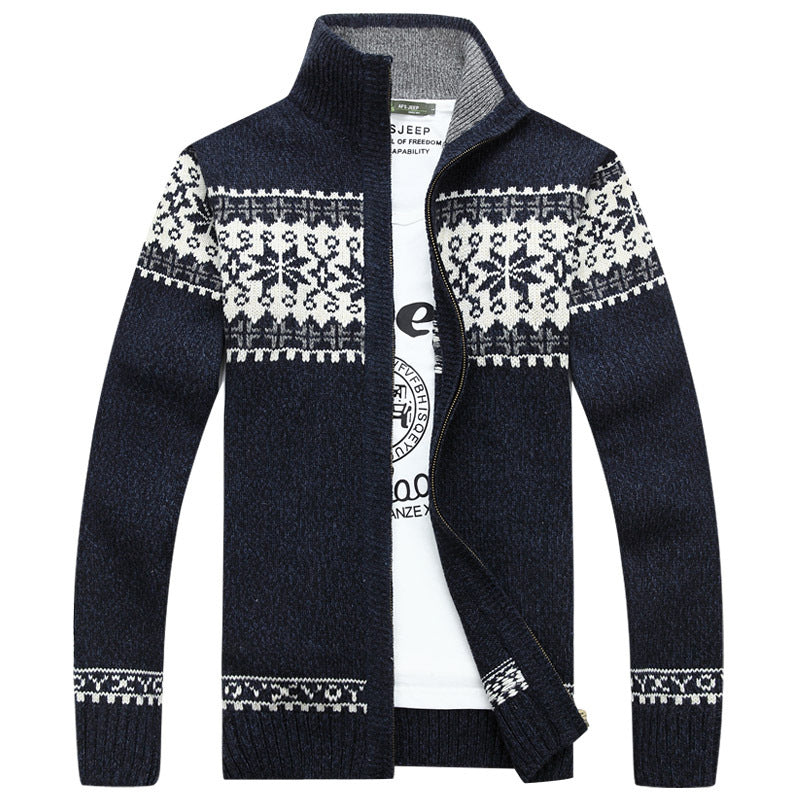 Warm Fleece Lined Zip Up Sweater for Men