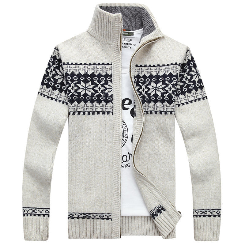 Warm Fleece Lined Zip Up Sweater for Men