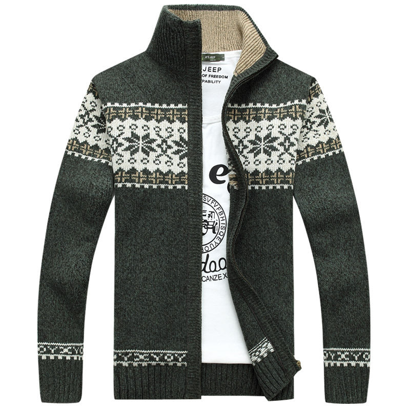 Warm Fleece Lined Zip Up Sweater for Men