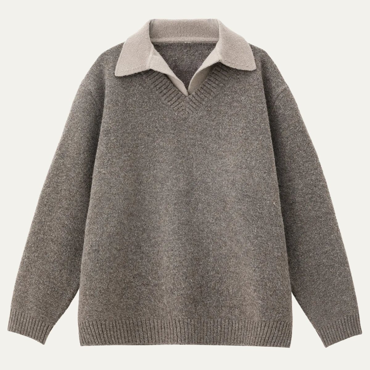 Relaxed Fit Men's Knitted Polo Neck Sweater