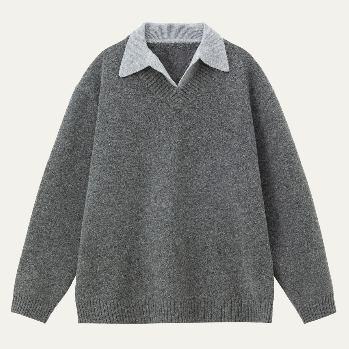 Relaxed Fit Men's Knitted Polo Neck Sweater - OutfitLondon