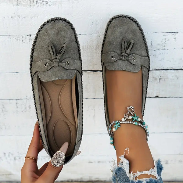 Vintage Loafers – Orthopedic Comfort, Bow Detail, Non-Slip Sole