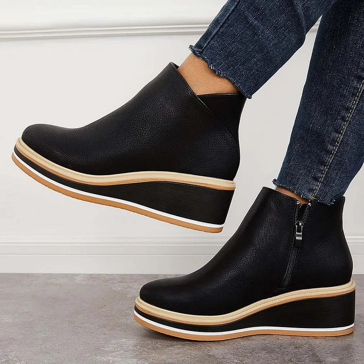 Fashionable Ankle Boots with Side Zipper