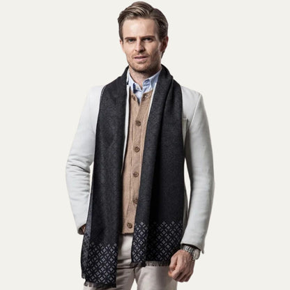 Luxury Black Men's Cashmere Winter Scarf