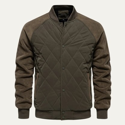Men's Cozy Quilted Bomber Jacket with Fleece Lining