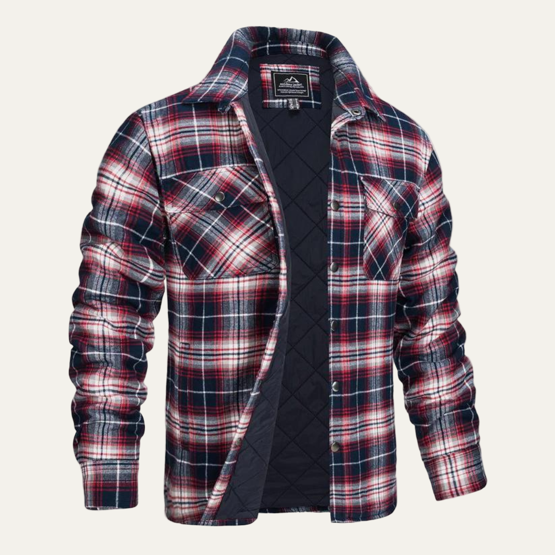 Warm Plaid Insulated Shirt Jacket for Men