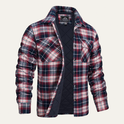 Warm Plaid Insulated Shirt Jacket for Men