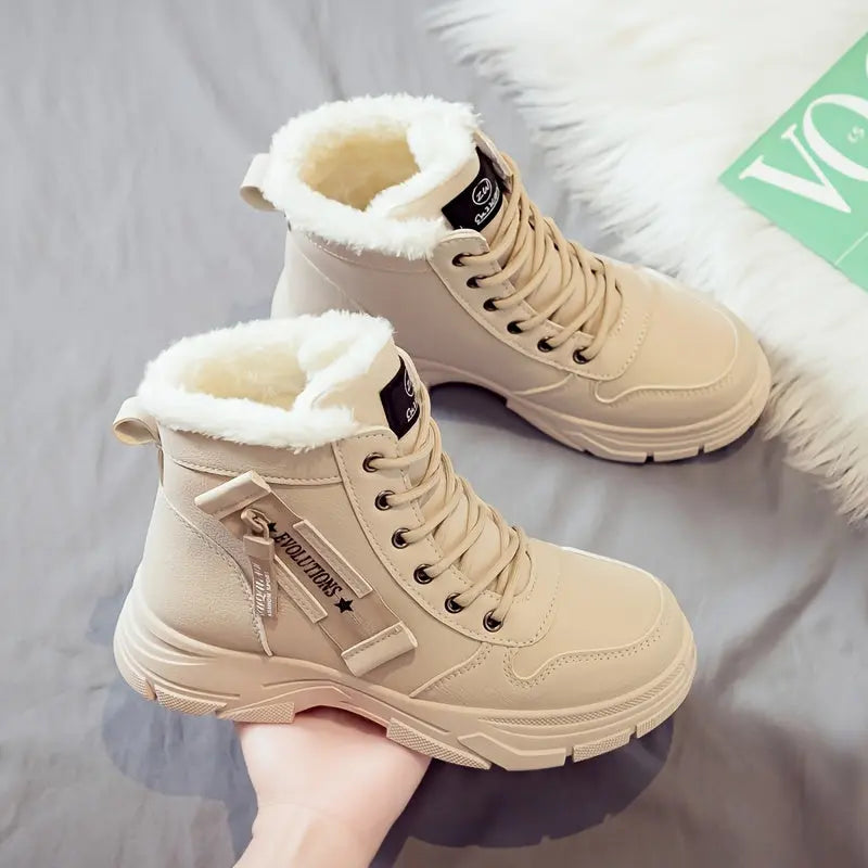 Warm Waterproof Women's Snow Boots with Fleece Lining