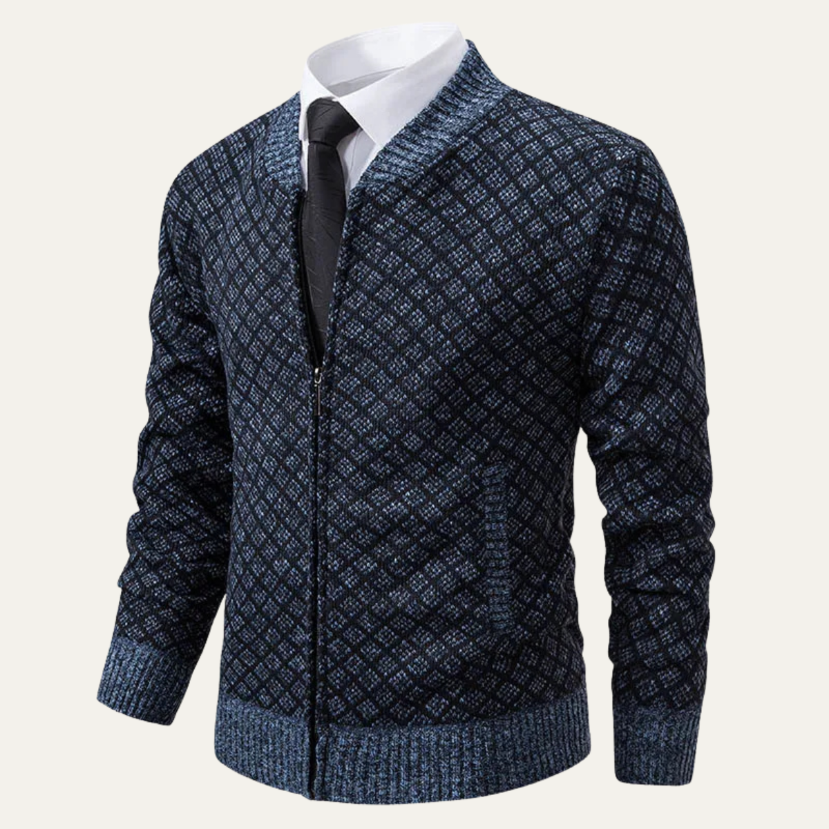 Men's Thick Knit Zipper Sweater Cardigan