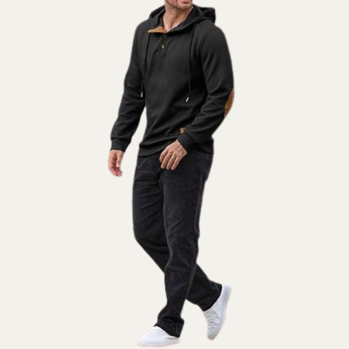 Casual Men's Hooded Sweatshirt with Adjustable Drawstring