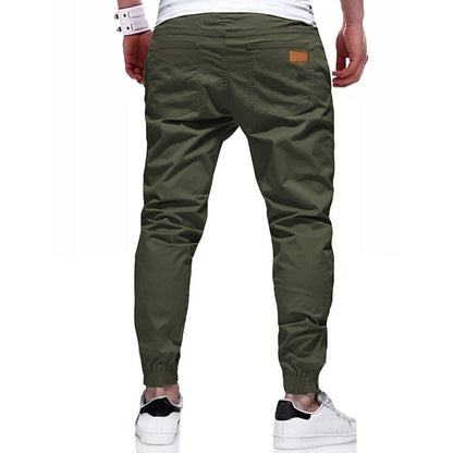 Men's Cargo Pants Joggers Trousers Drawstring Elastic Waistband Stylish Simple Solid Color