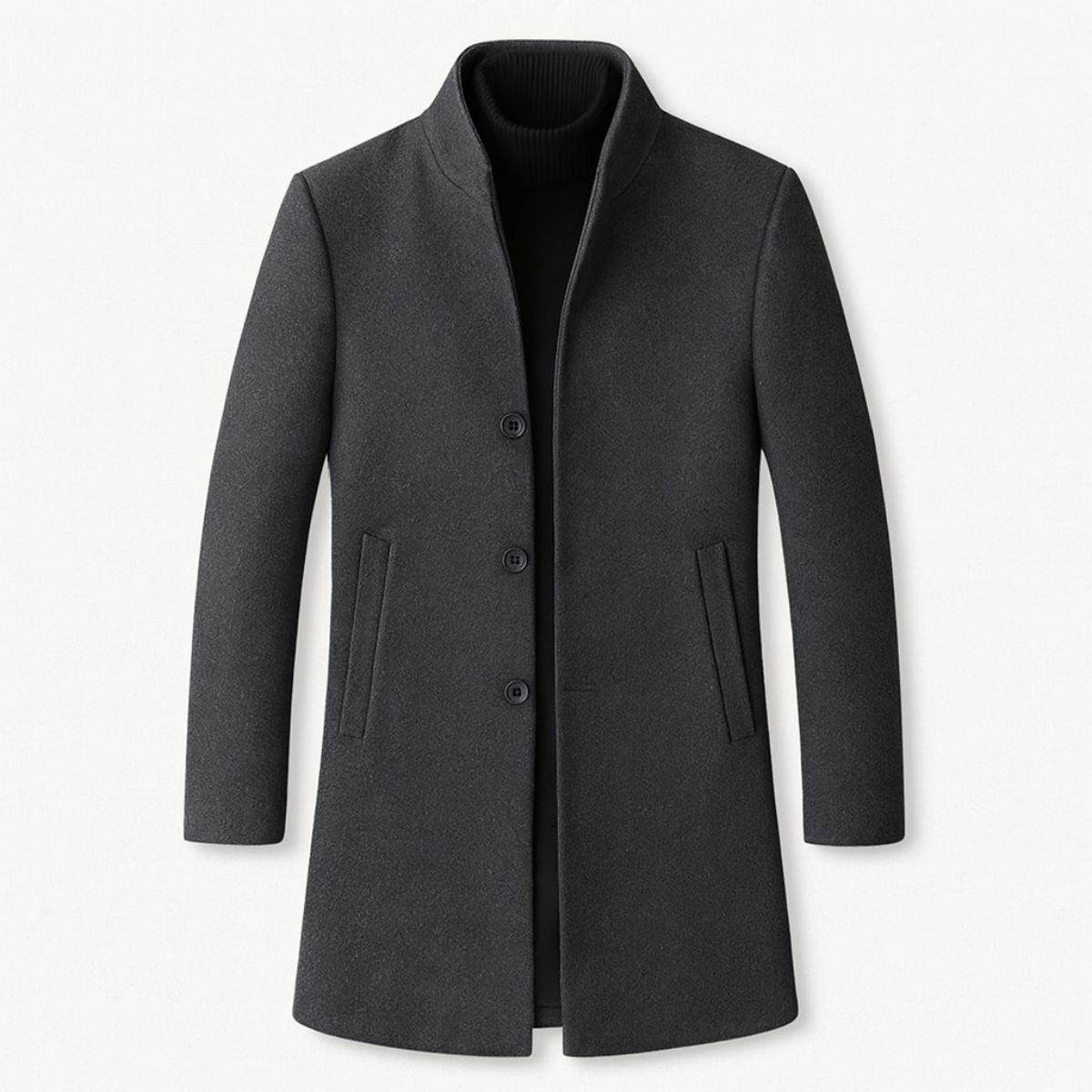 Classic Fit Wool Overcoat for Men