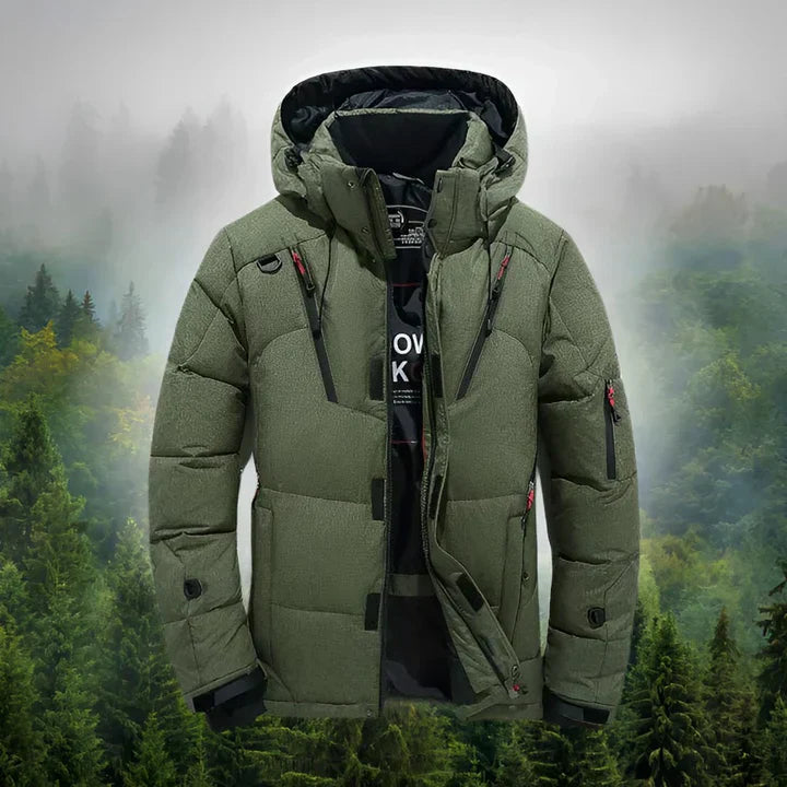 Warm Waterproof Men's Down Jacket with Hood