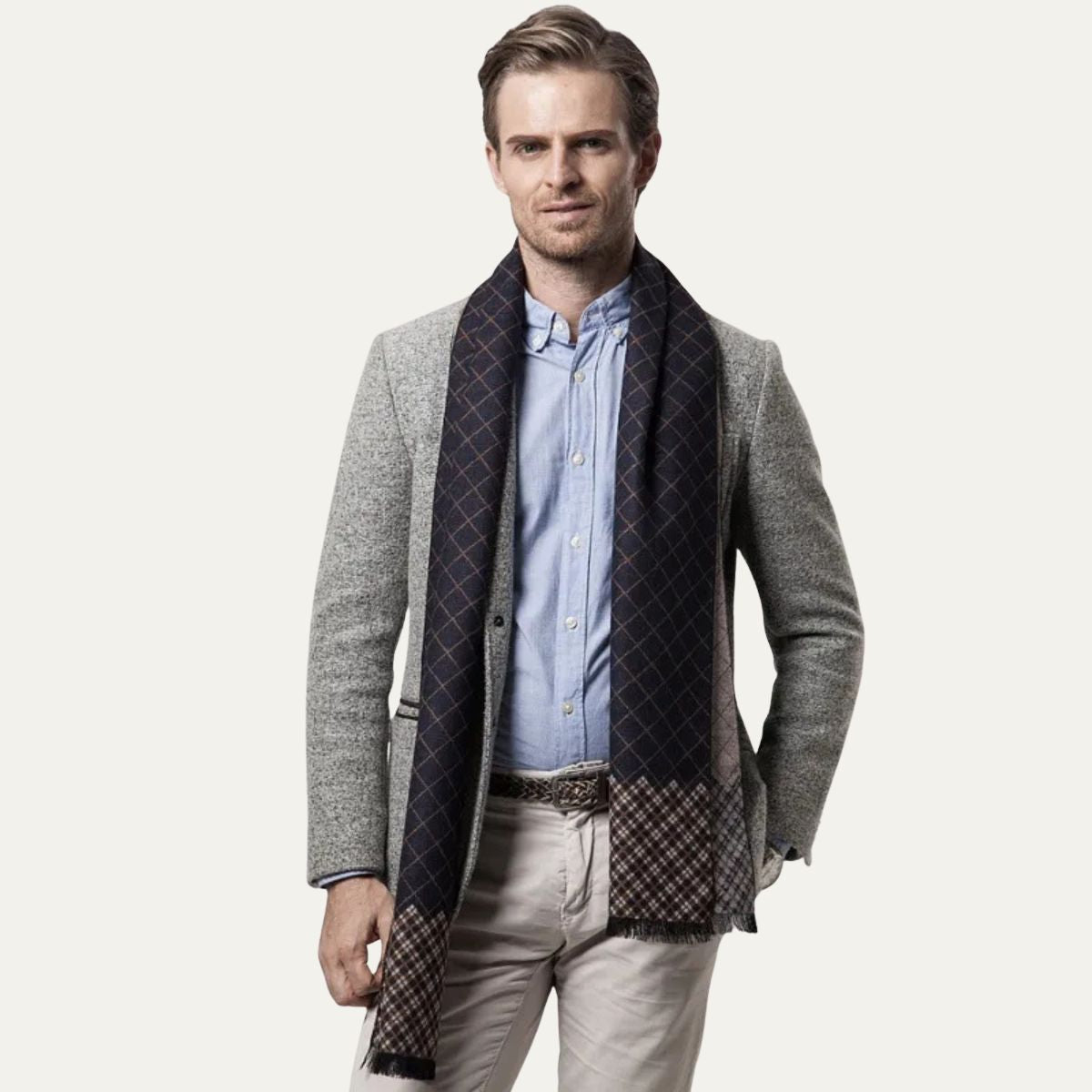 Luxury Black Men's Cashmere Wool Scarf