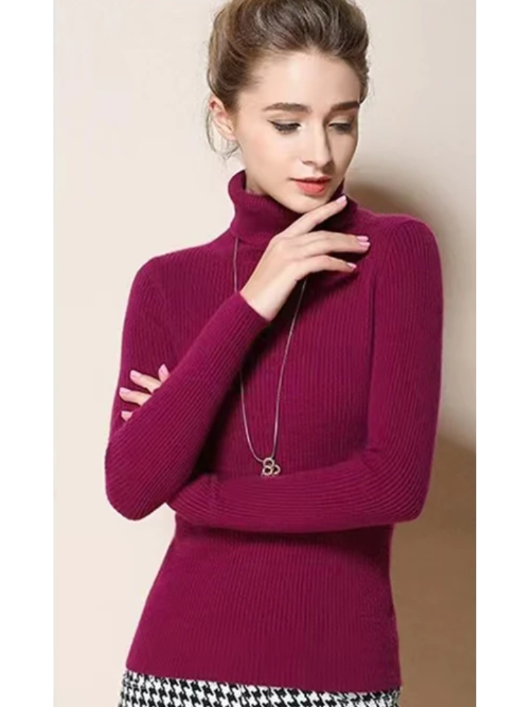 Warm Women's Cable Knit Turtleneck Jumper Sweater