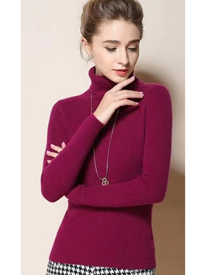 Warm Women's Cable Knit Turtleneck Jumper Sweater