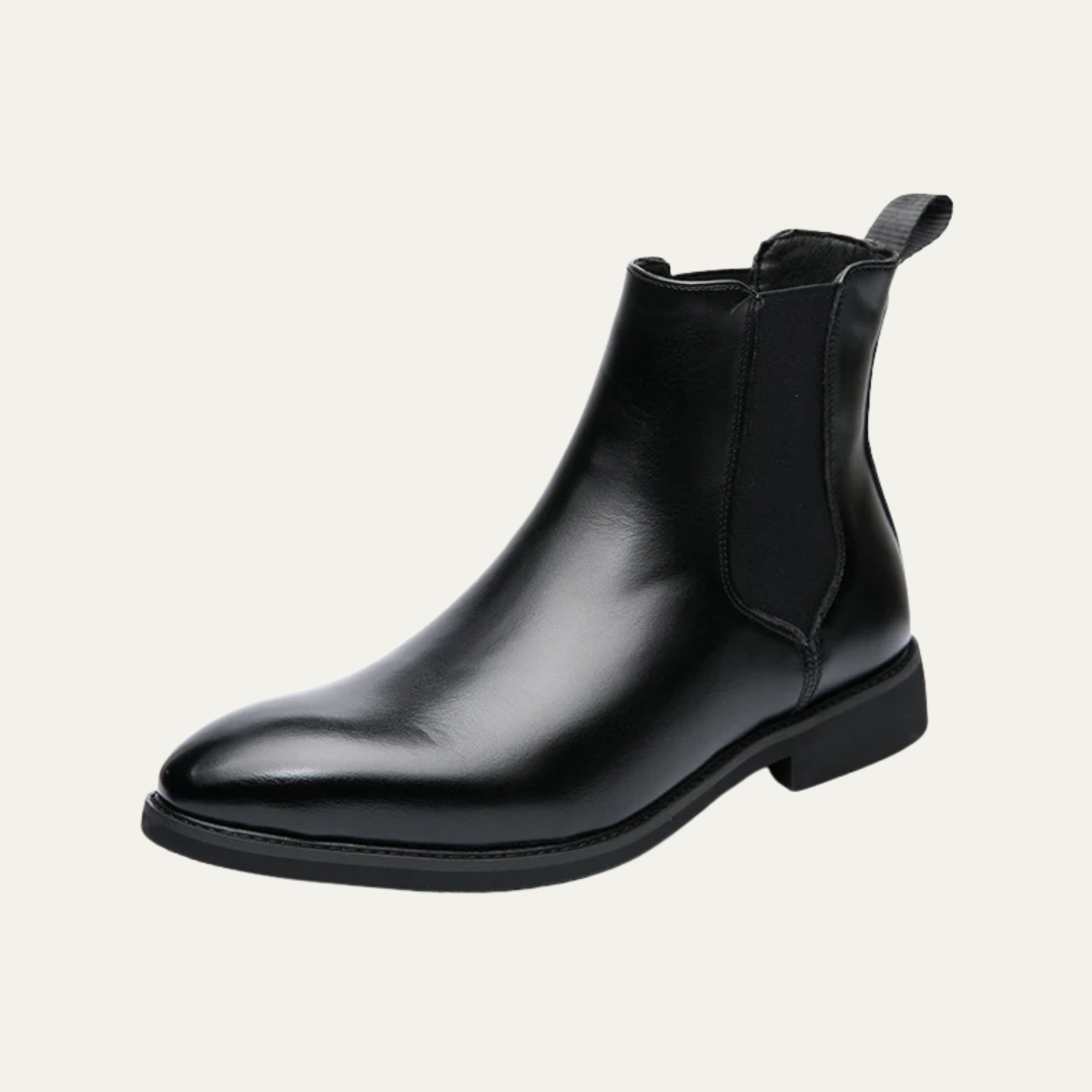 Stylish Men's Black Leather Ankle Boots