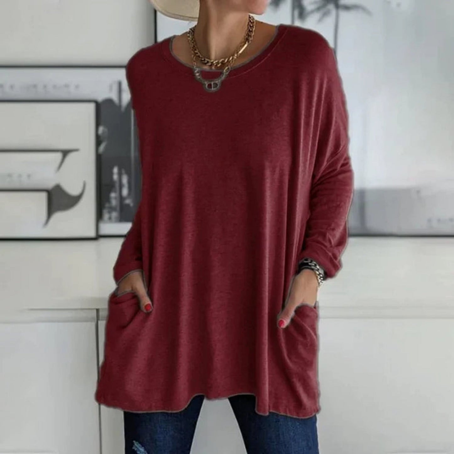 Cozy Oversized Sweater for Women with Handy Pockets