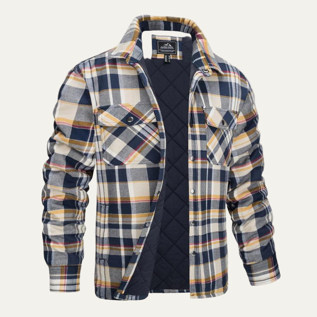 Warm Plaid Insulated Shirt Jacket for Men