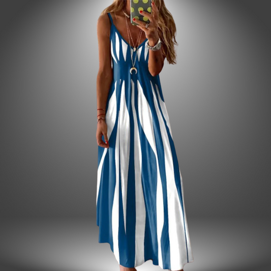 Chic Vertical Striped Maxi Dress for Women - OutfitLondon