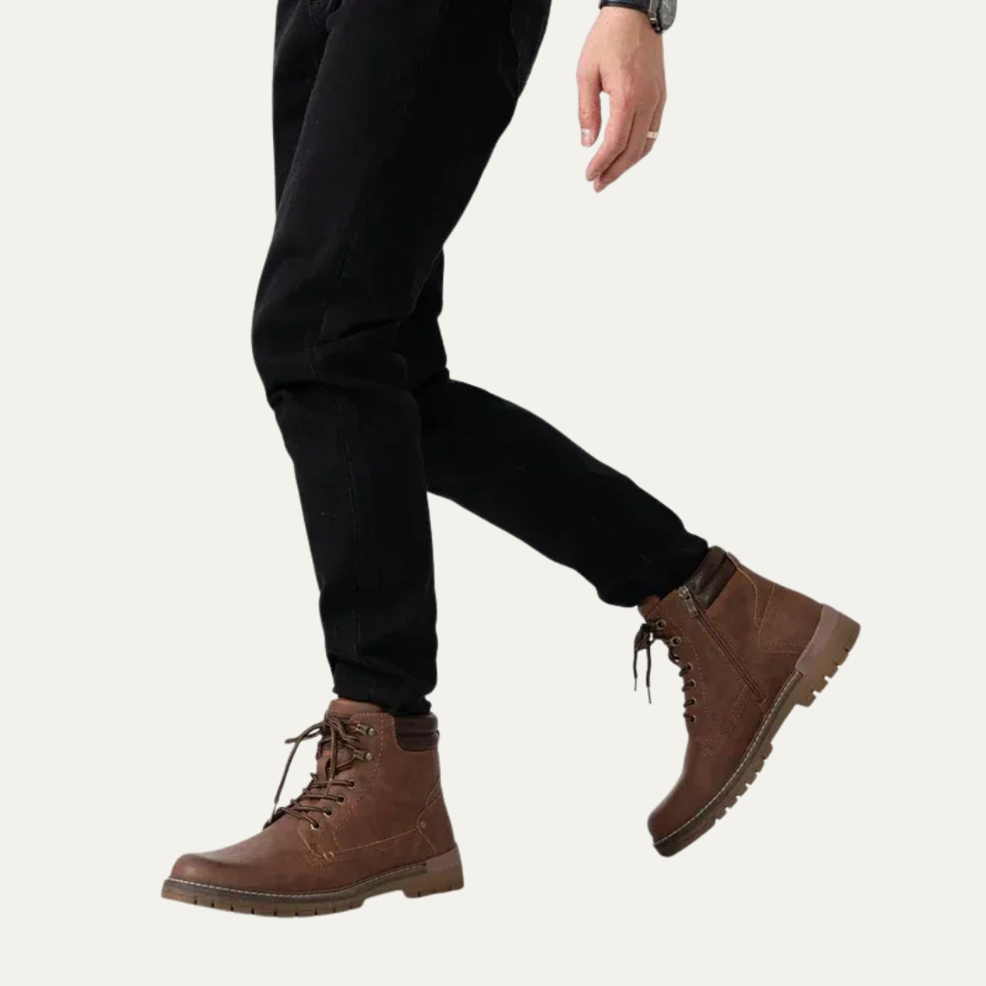 Tough Tactical Lace Up Ankle Boots with Rubber Sole