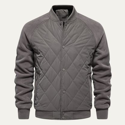 Men's Cozy Quilted Bomber Jacket with Fleece Lining