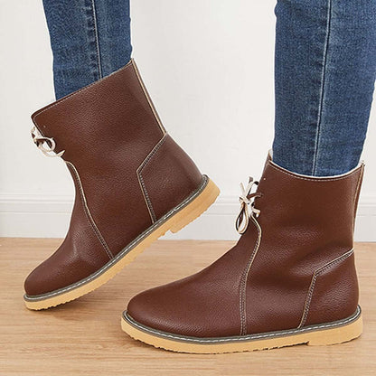 Warm Cotton Lined Waterproof Snow Ankle Boots Wide Width Flat Booties