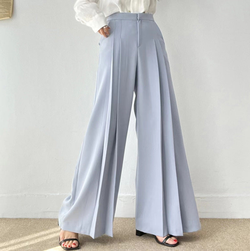 Women's Classic Draped Wide-Leg Suit Pants