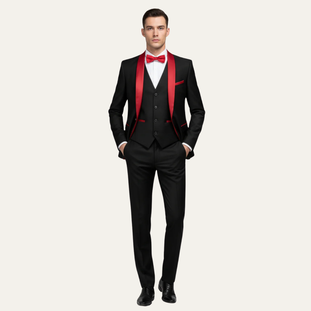 Luxury Black Tie Three Piece Tuxedo Suit