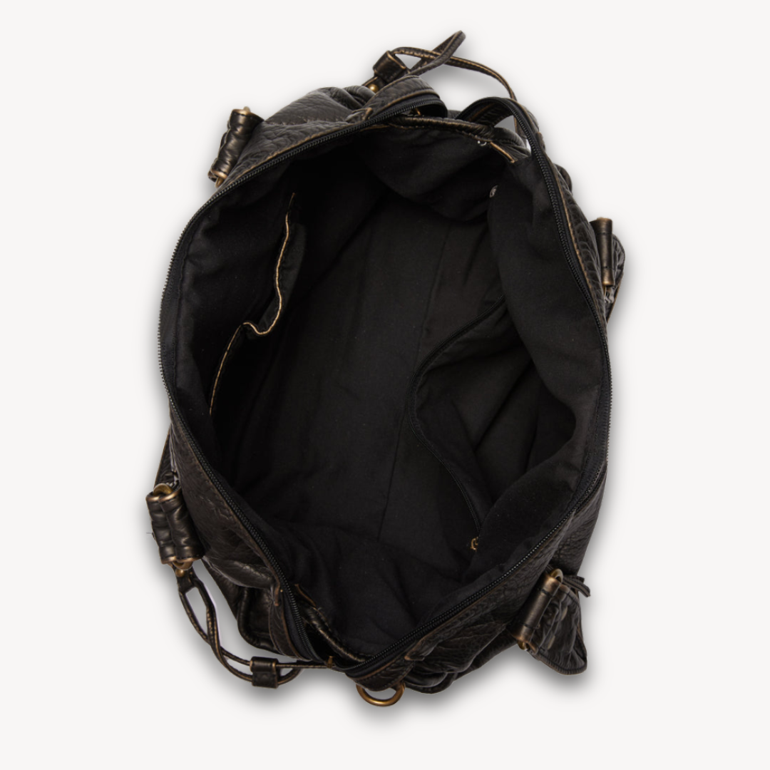 Classic Black Tote Handbag with Zip Pocket