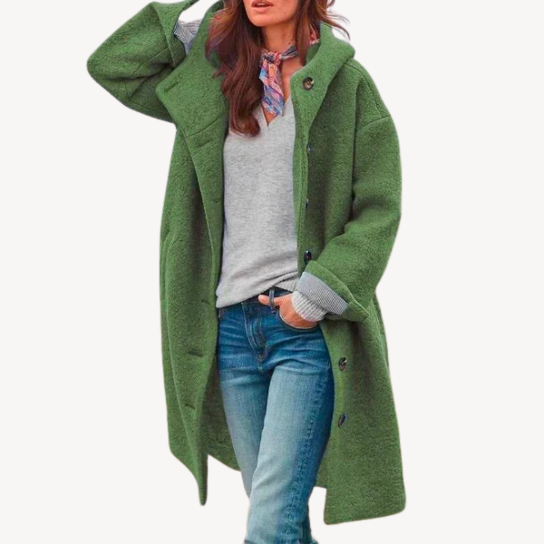 Ladies Warm Button Front Trench Coat - OutfitLondon