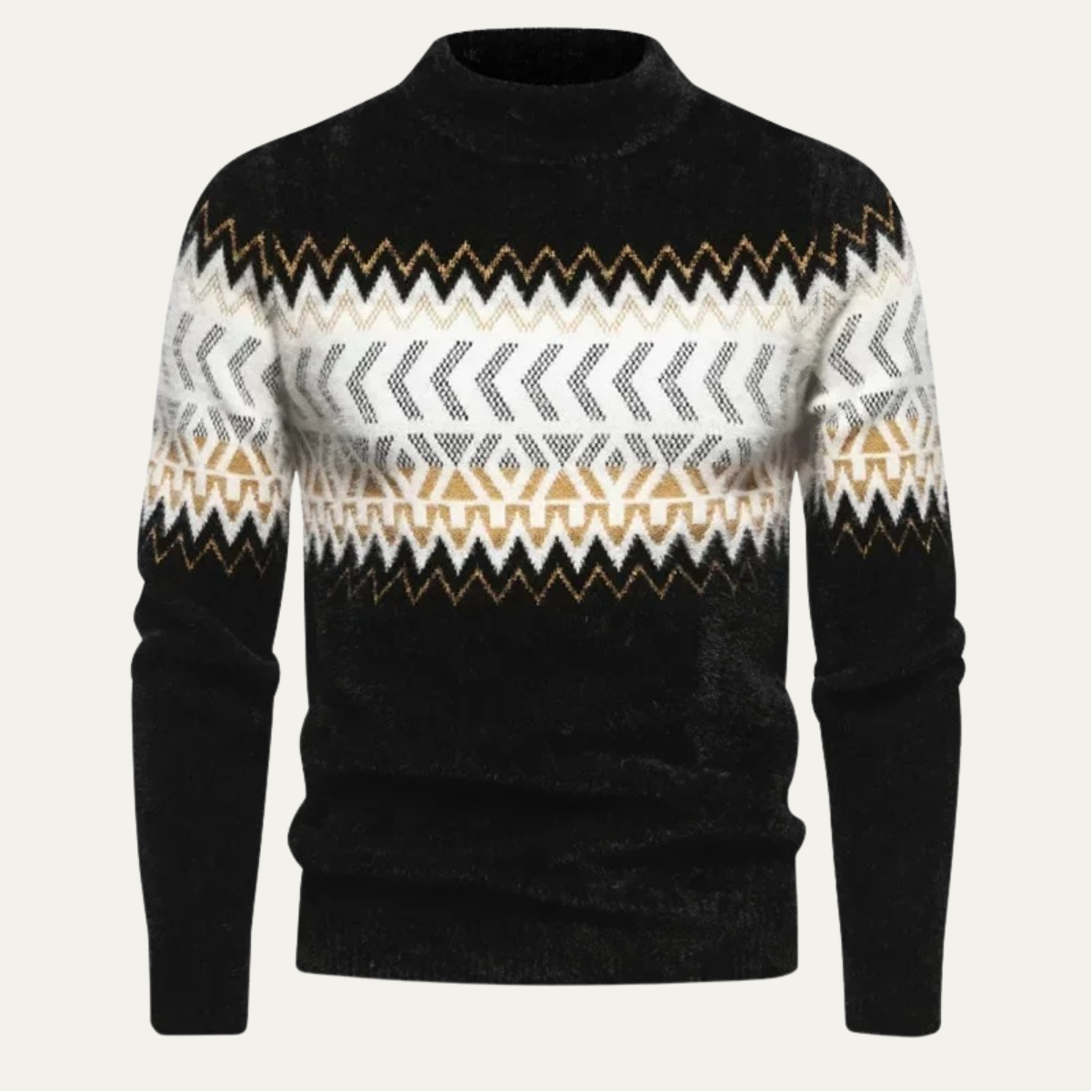 Warm Mens Patterned Crew Neck Sweater