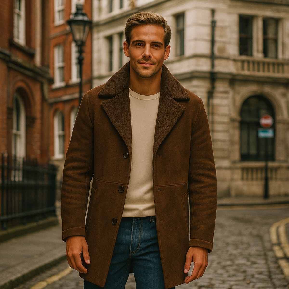 Warm Luxury Sheepskin Men's Winter Coat